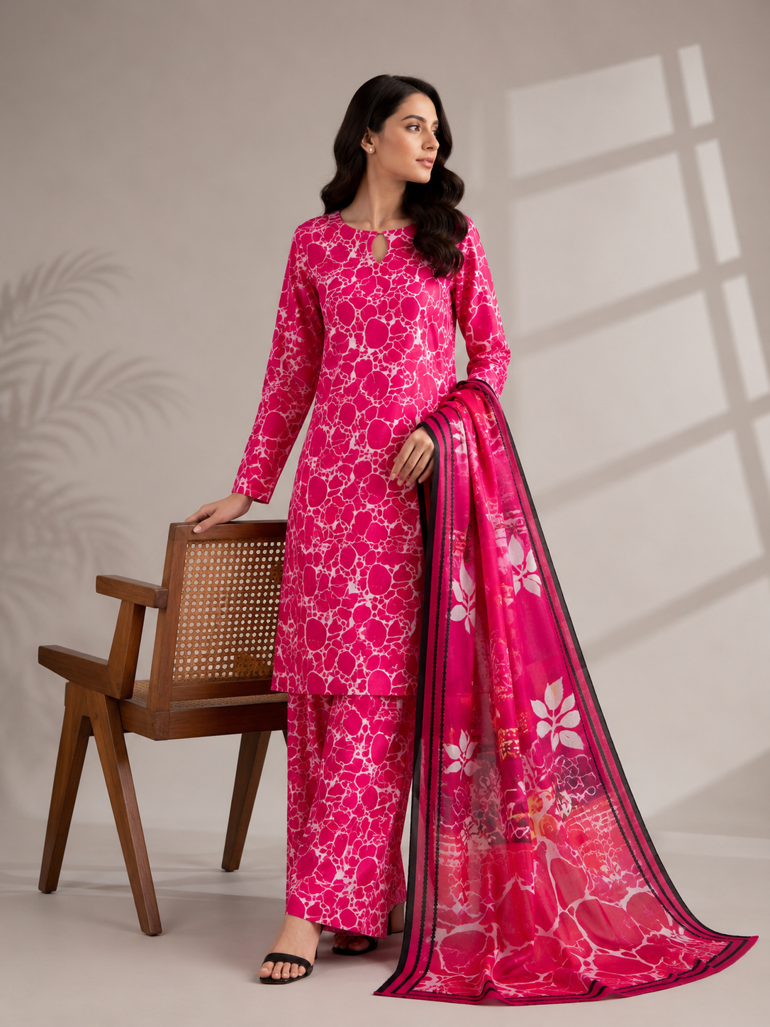 3 Piece Unstitched Lawn Suit / Bamber Dupatta