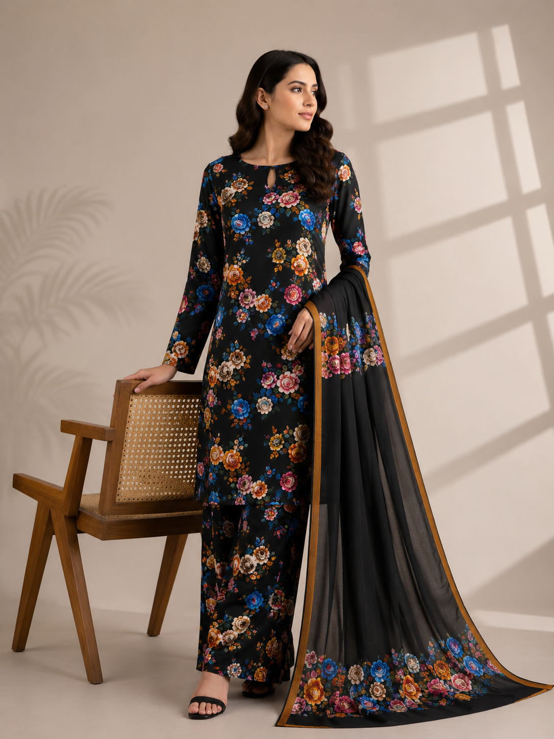 3 Piece Unstitched Lawn Suit / Bamber Dupatta