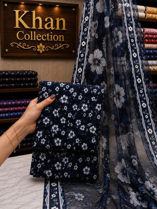 Digital Printed Linen 3Pc With Bamber Chiffon Dupata