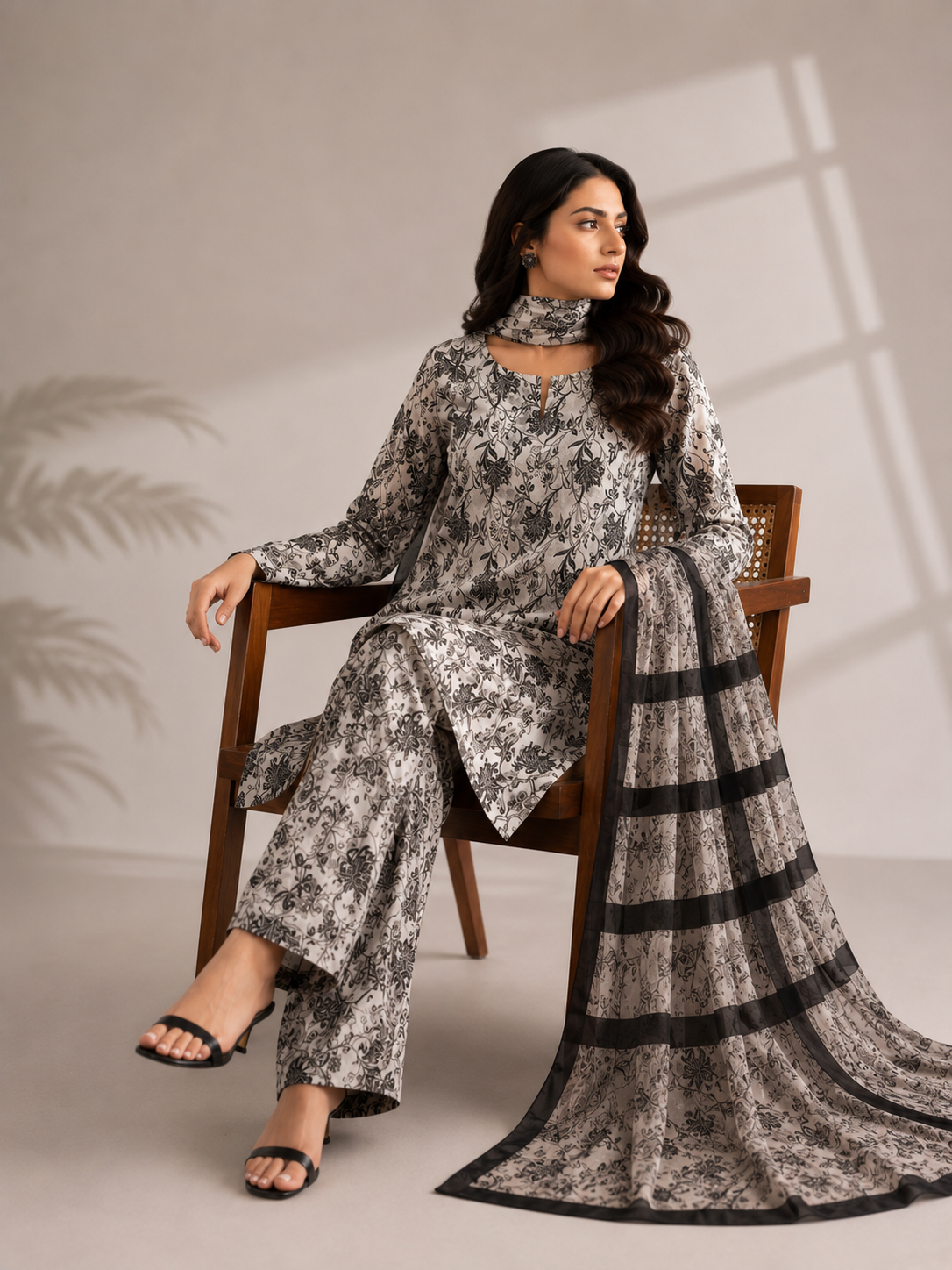 3 Piece Unstitched Lawn Suit / Bamber Dupatta