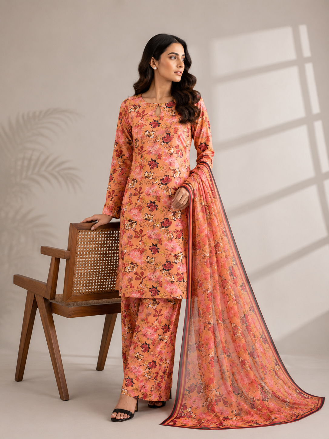3 Piece Unstitched Lawn Suit / Bamber Dupatta