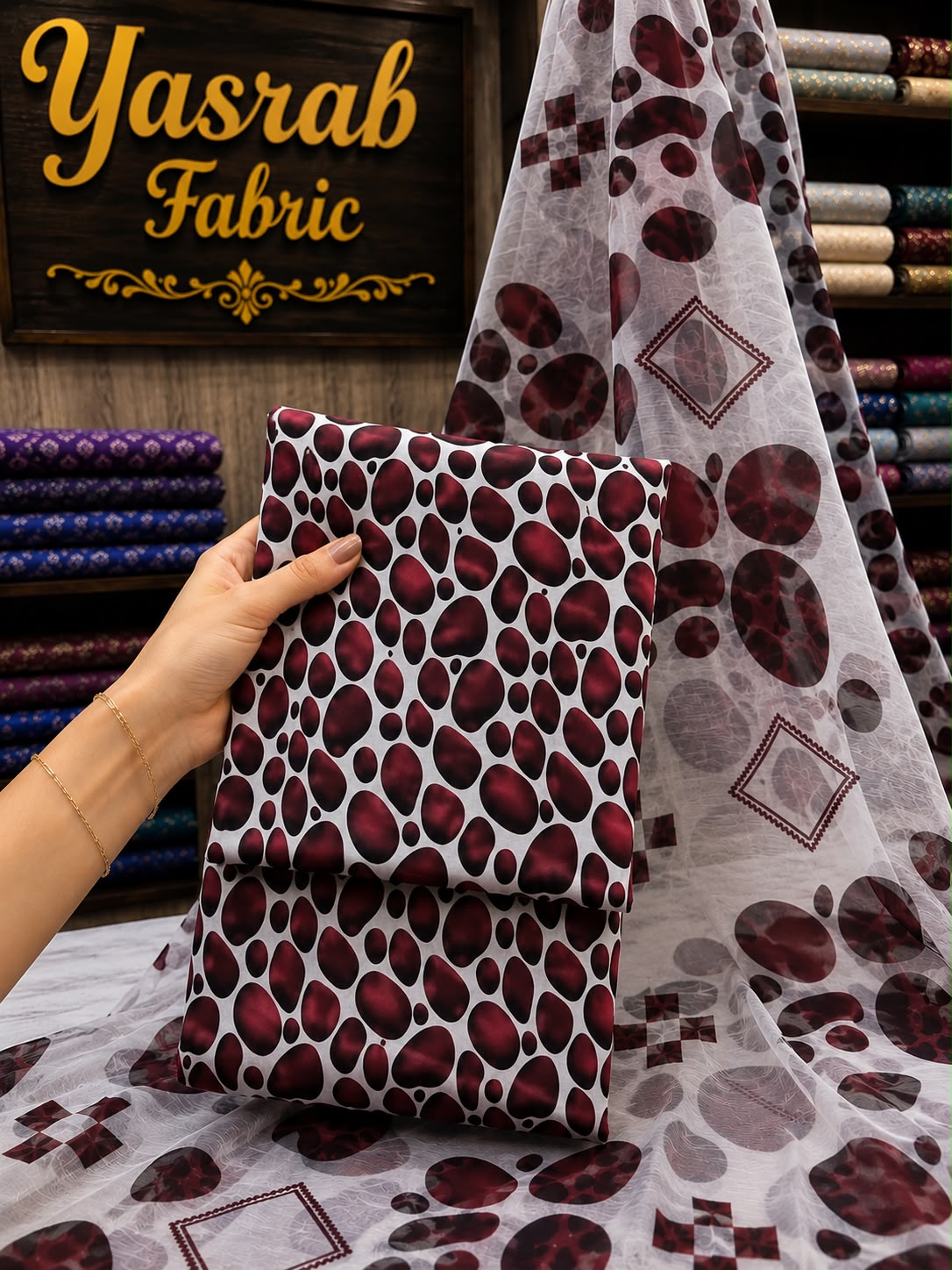 3 Piece-Lawn Suit With Bamber Dupatta