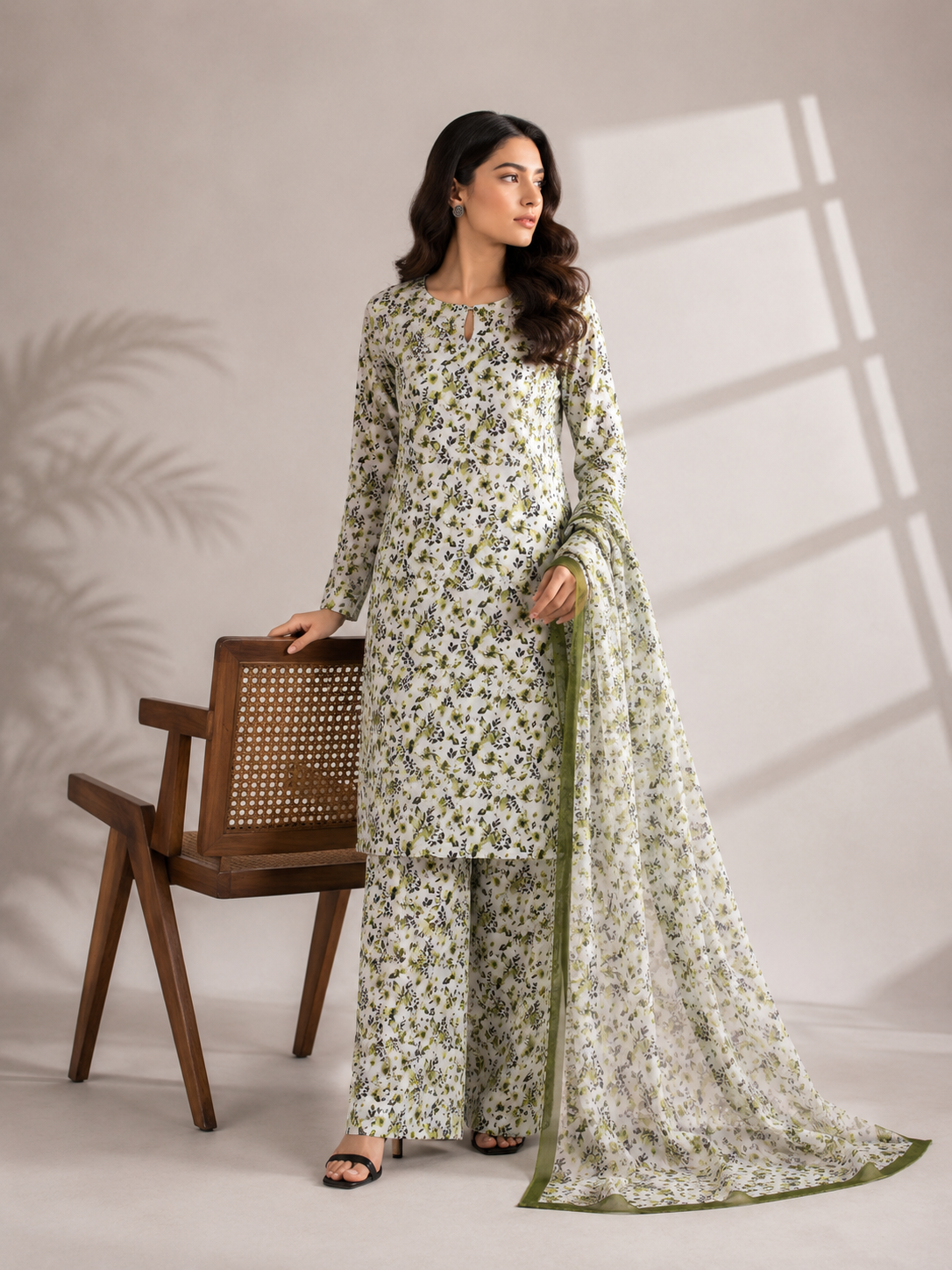 3 Piece Unstitched Lawn Suit / Bamber Dupatta
