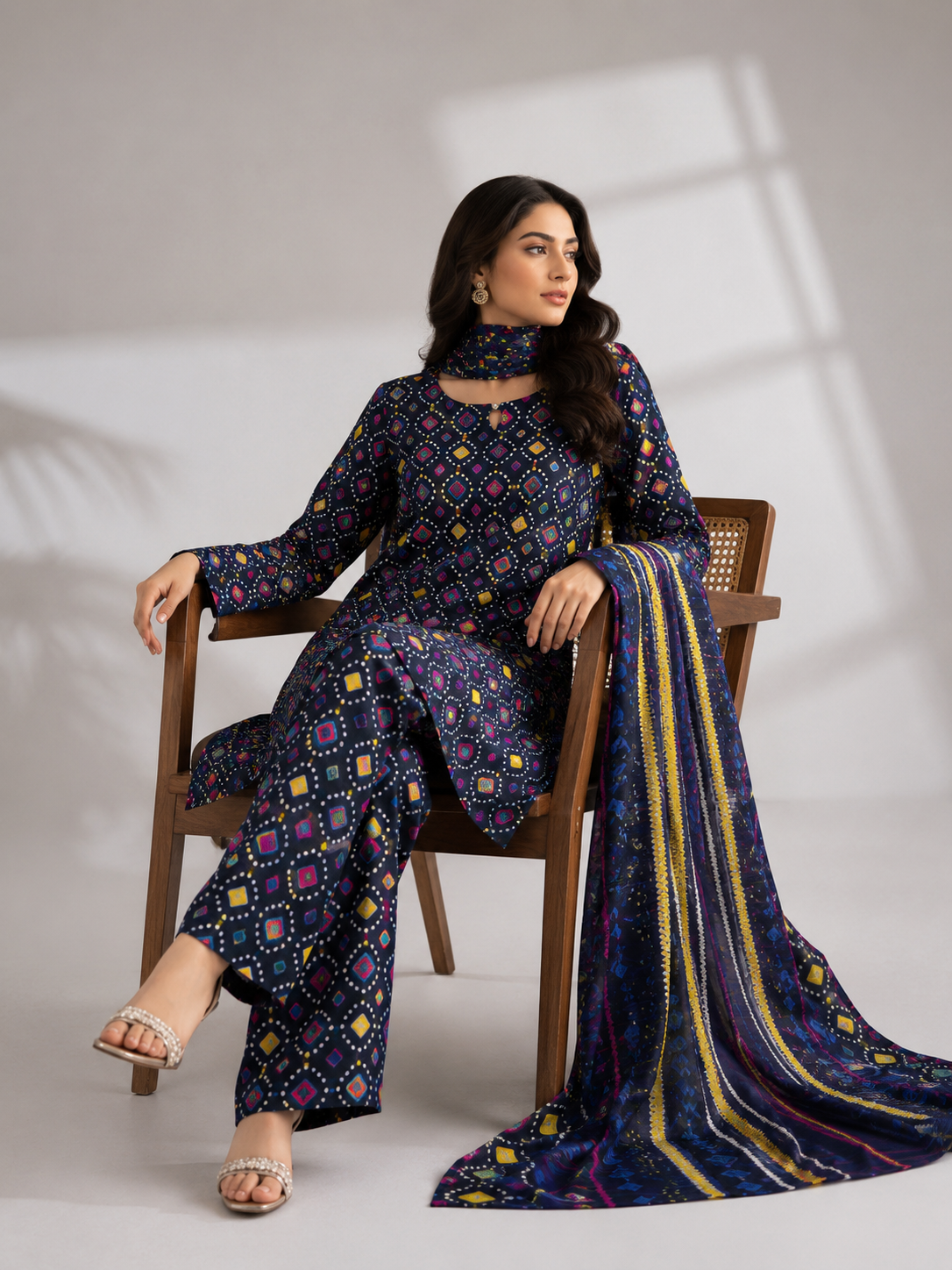 3 Piece Unstitched Lawn Suit / Bamber Dupatta