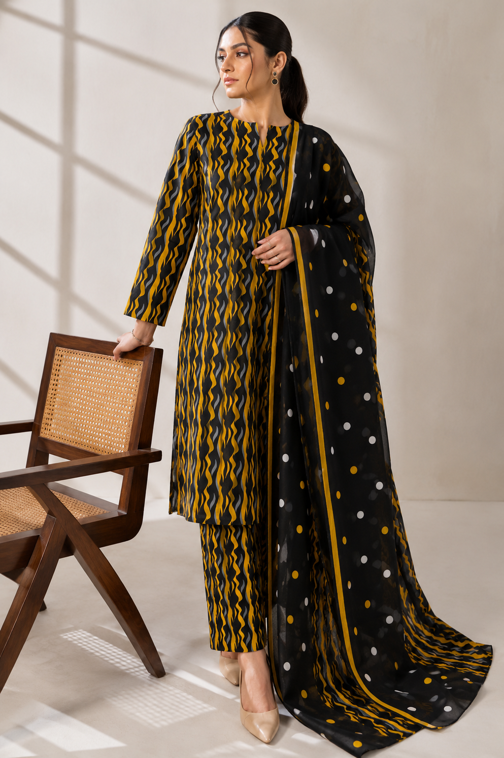 3 Piece Unstitched Lawn Suit / Bamber Dupatta