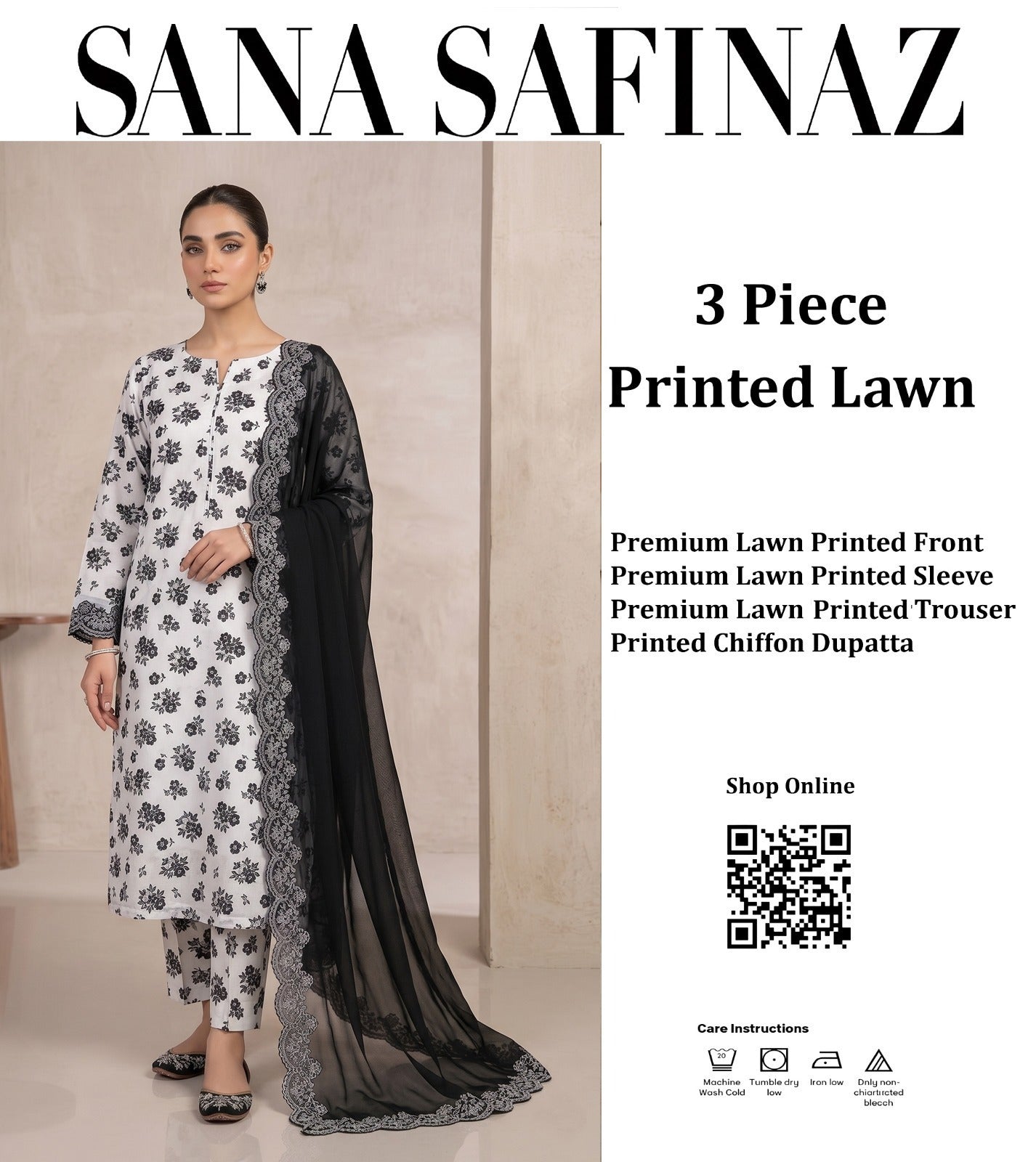 DORIYA LAWN PRINTED 3PC T-009