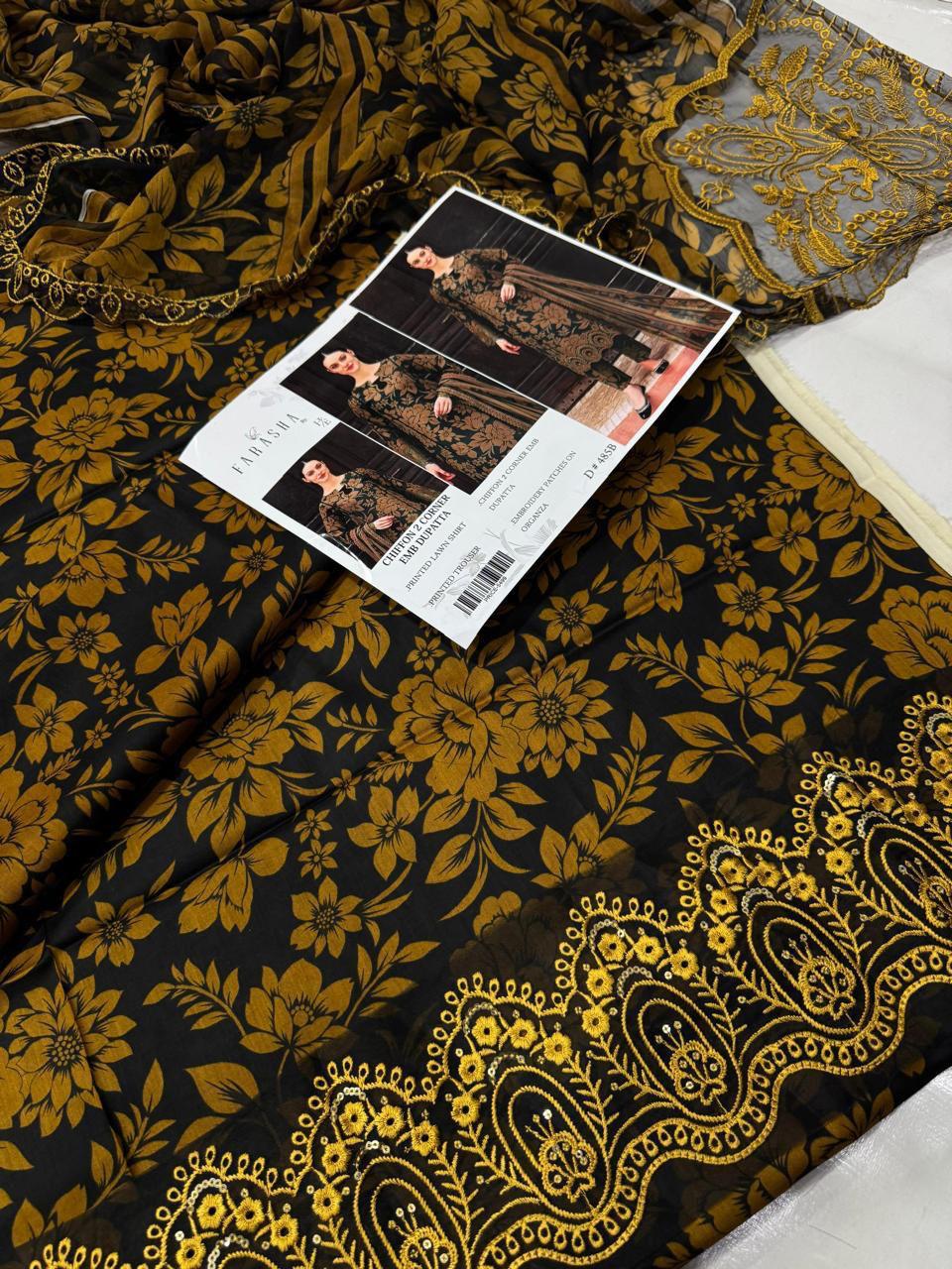 3PC PURE LAWN . EMBROIDERED