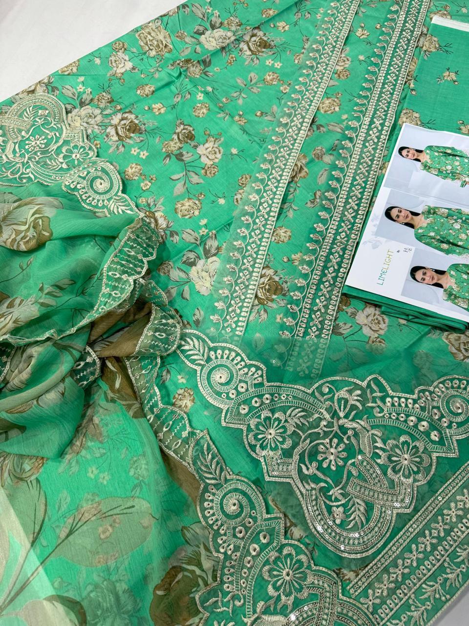 3PC PURE LAWN . EMBROIDERED