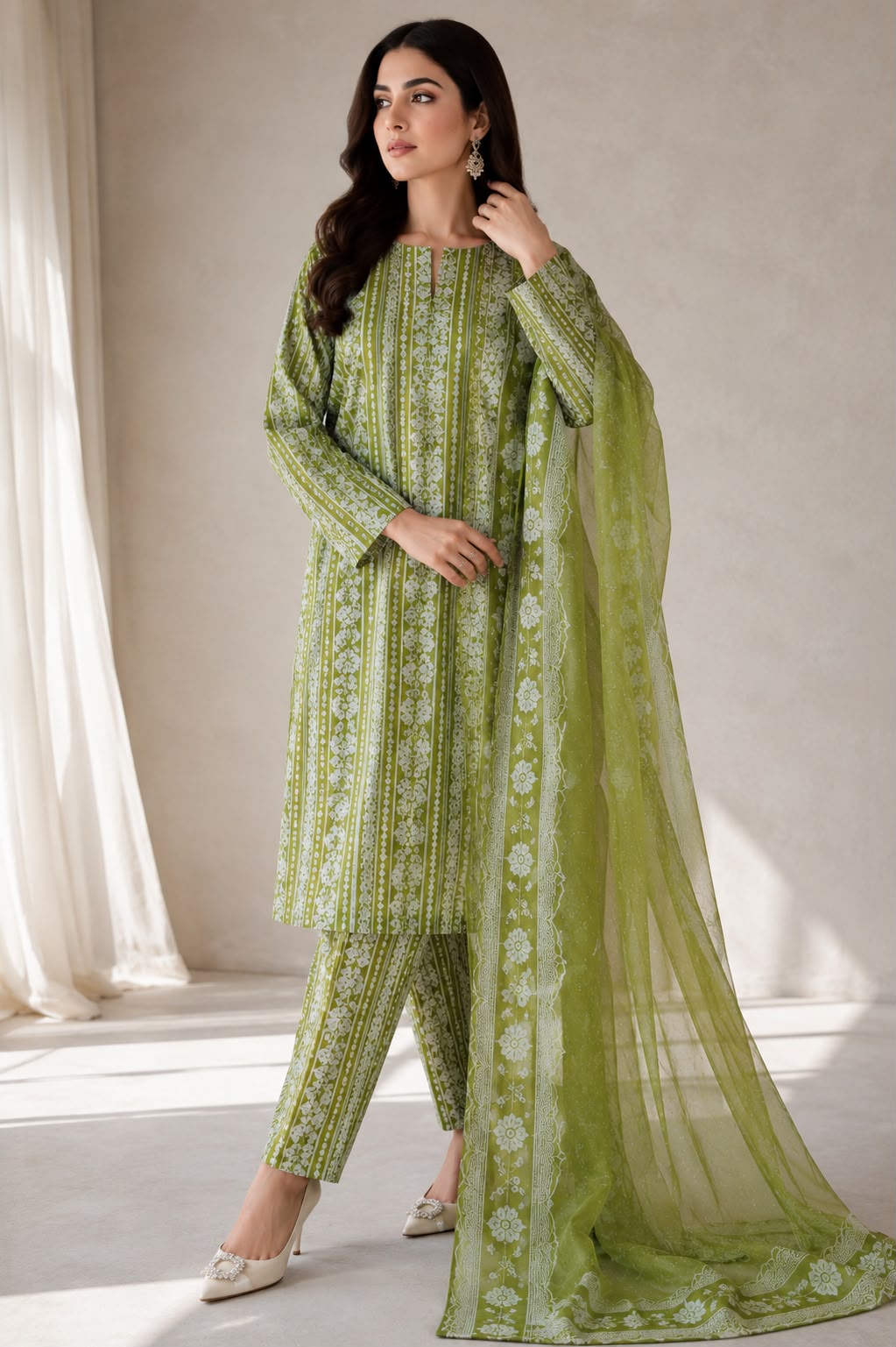 Premium Lawn 3pc With Bamber Dupatta