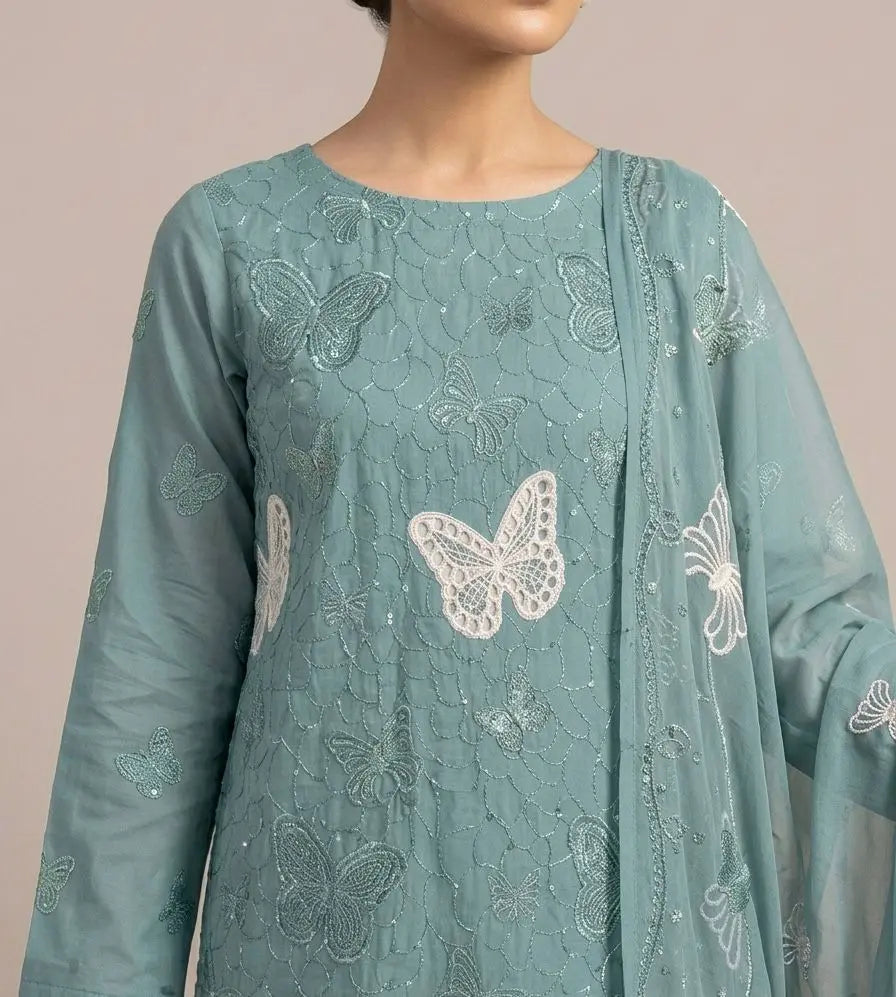 3PC PURE LAWN HEAVY. EMBROIDERED