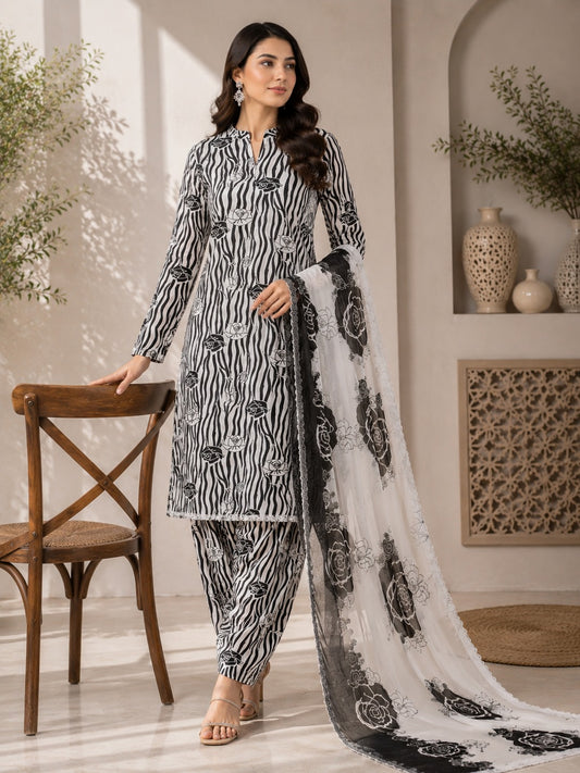 3 Piece Unstitched Lawn Suit / Bamber Dupatta