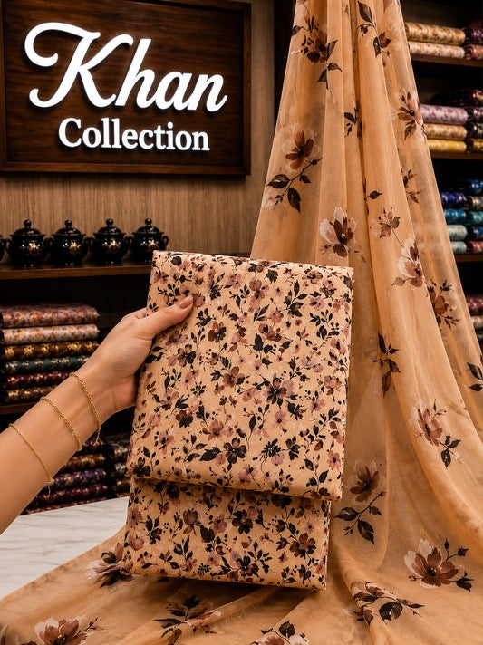 Digital Printed Linen 3Pc With Bamber Chiffon Dupata