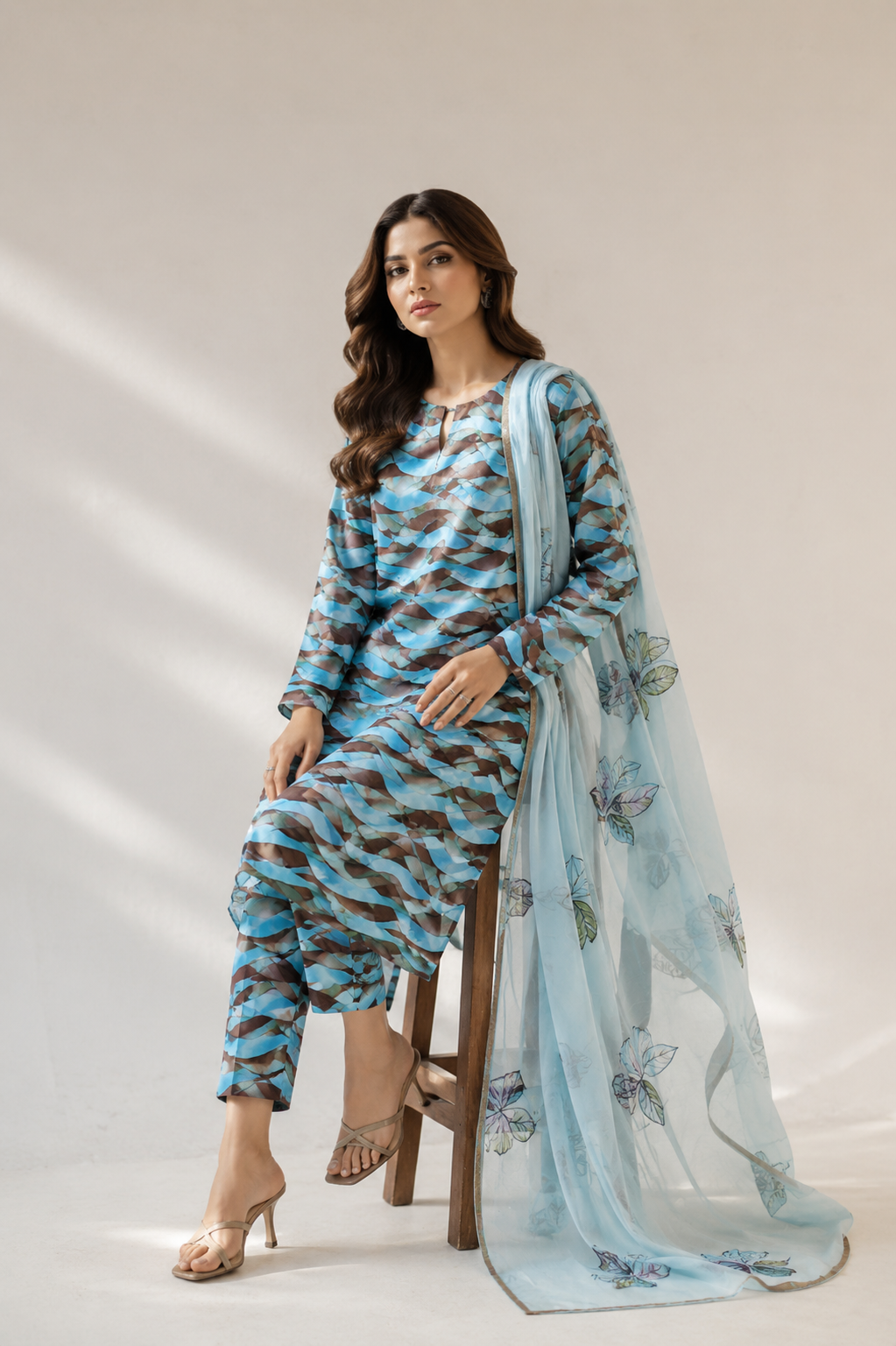 3 Piece Unstitched Lawn Suit / Bamber Dupatta