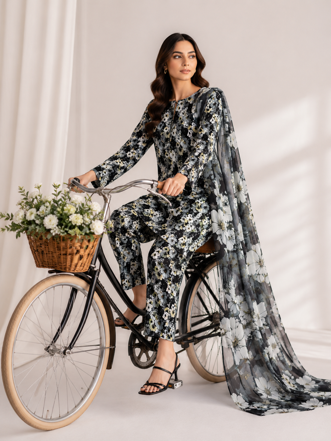 3 Piece Unstitched Lawn Suit / Bamber Dupatta