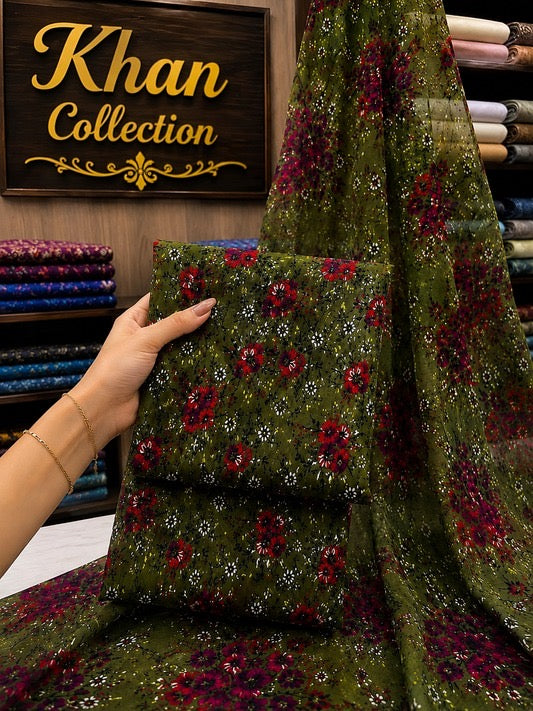 Digital Printed Linen 3Pc With Bamber Chiffon Dupata