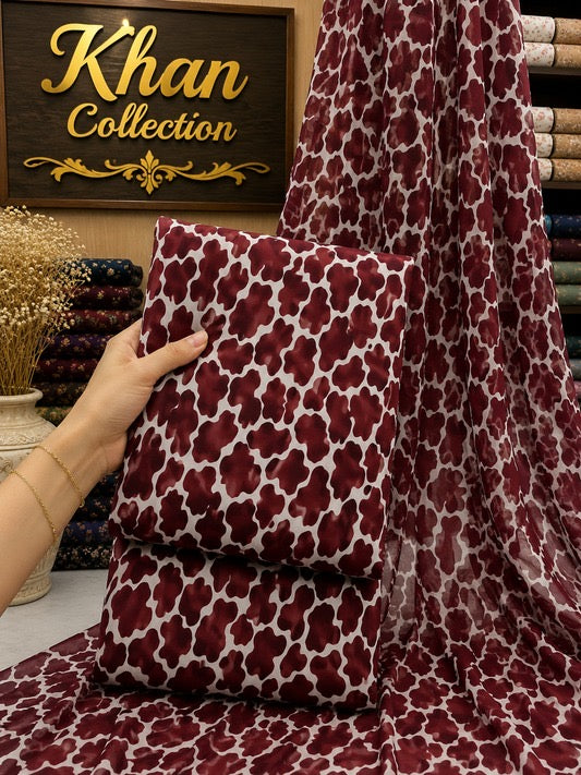 Digital Printed Linen 3Pc With Bamber Chiffon Dupata