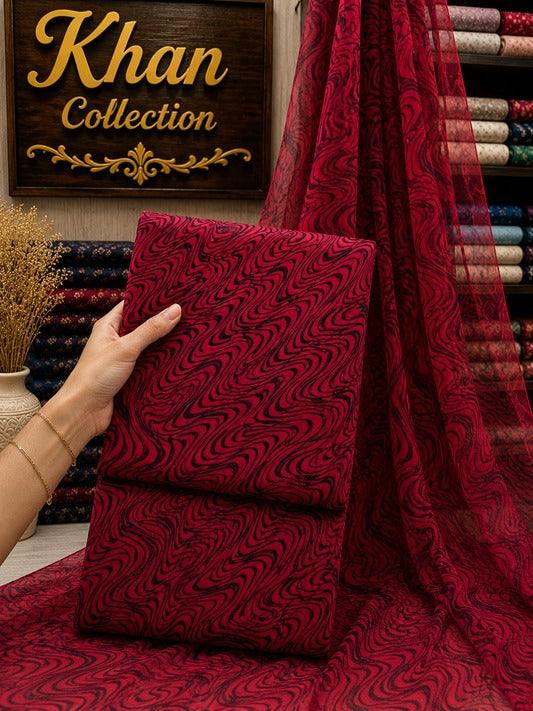 Digital Printed Linen 3Pc With Bamber Chiffon Dupata