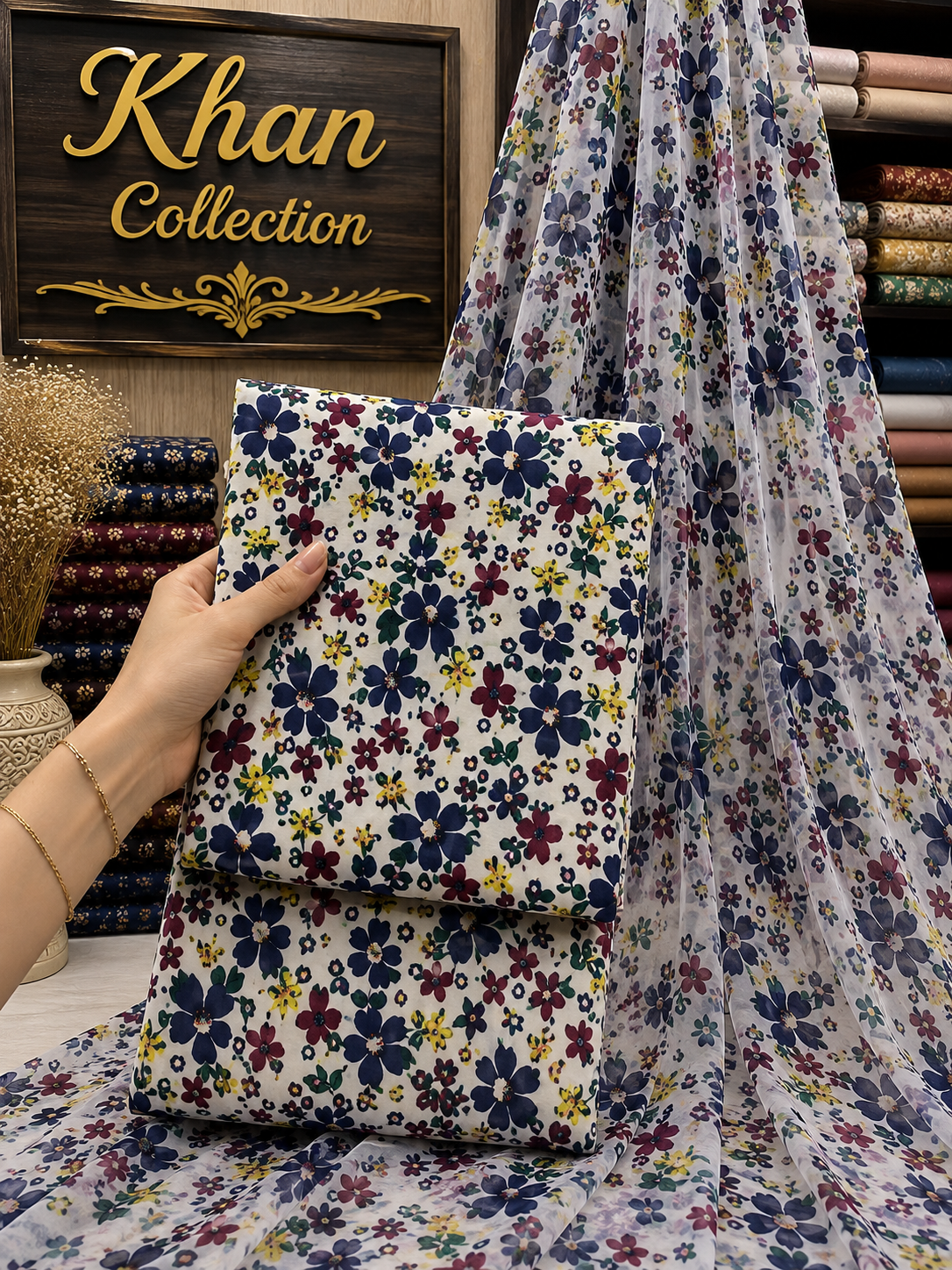 3 Piece-Lawn Suit With Bamber Dupatta