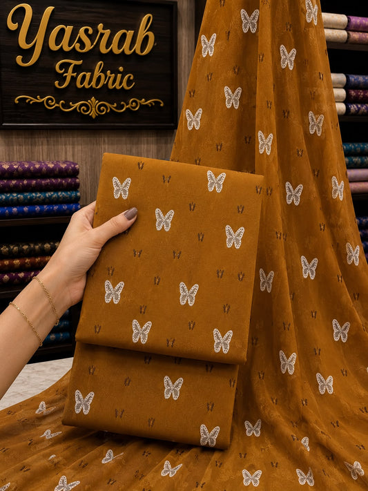 3 Piece-Lawn Suit Embroiderd With Bamber Embroiderd Dupatta