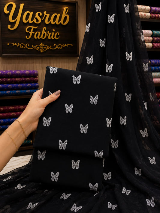 3 Piece-Lawn Suit Embroiderd With Bamber Embroiderd Dupatta