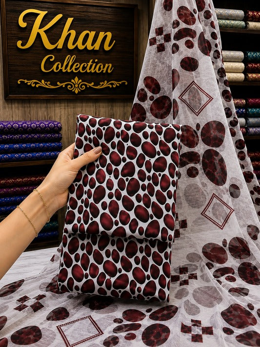 Digital Printed Linen 3Pc With Bamber Chiffon Dupata