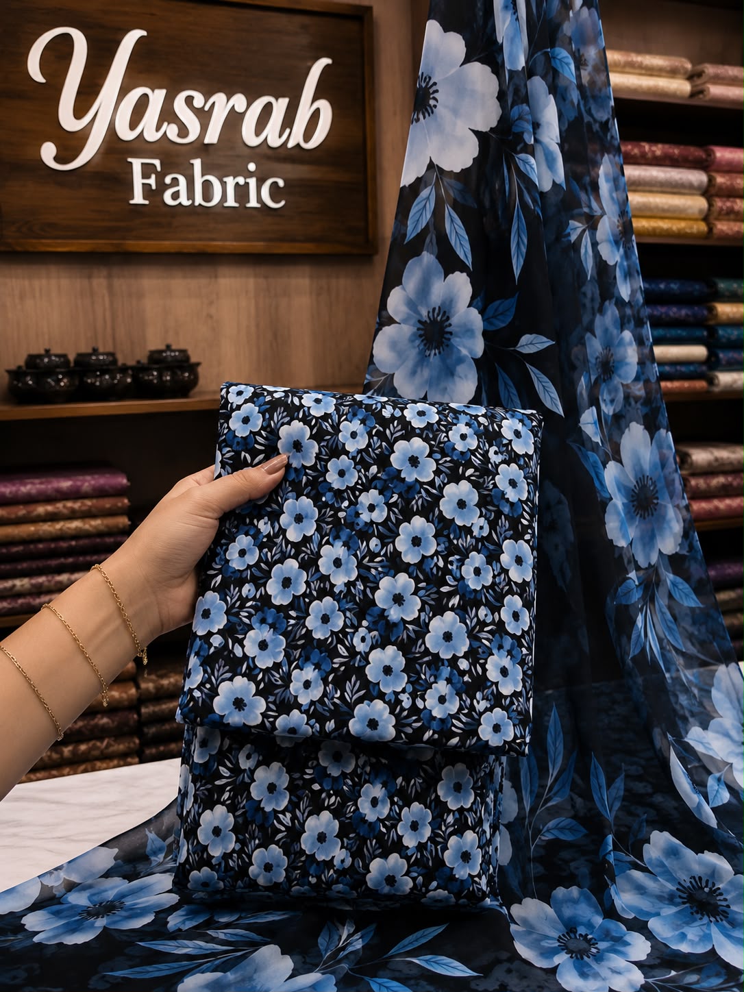 3 Piece-Lawn Suit With Bamber Dupatta