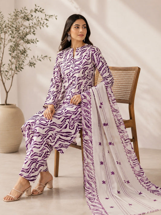 3 Piece Unstitched Lawn Suit / Bamber Dupatta