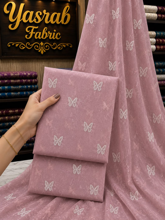 3 Piece-Lawn Suit Embroiderd With Bamber Embroiderd Dupatta