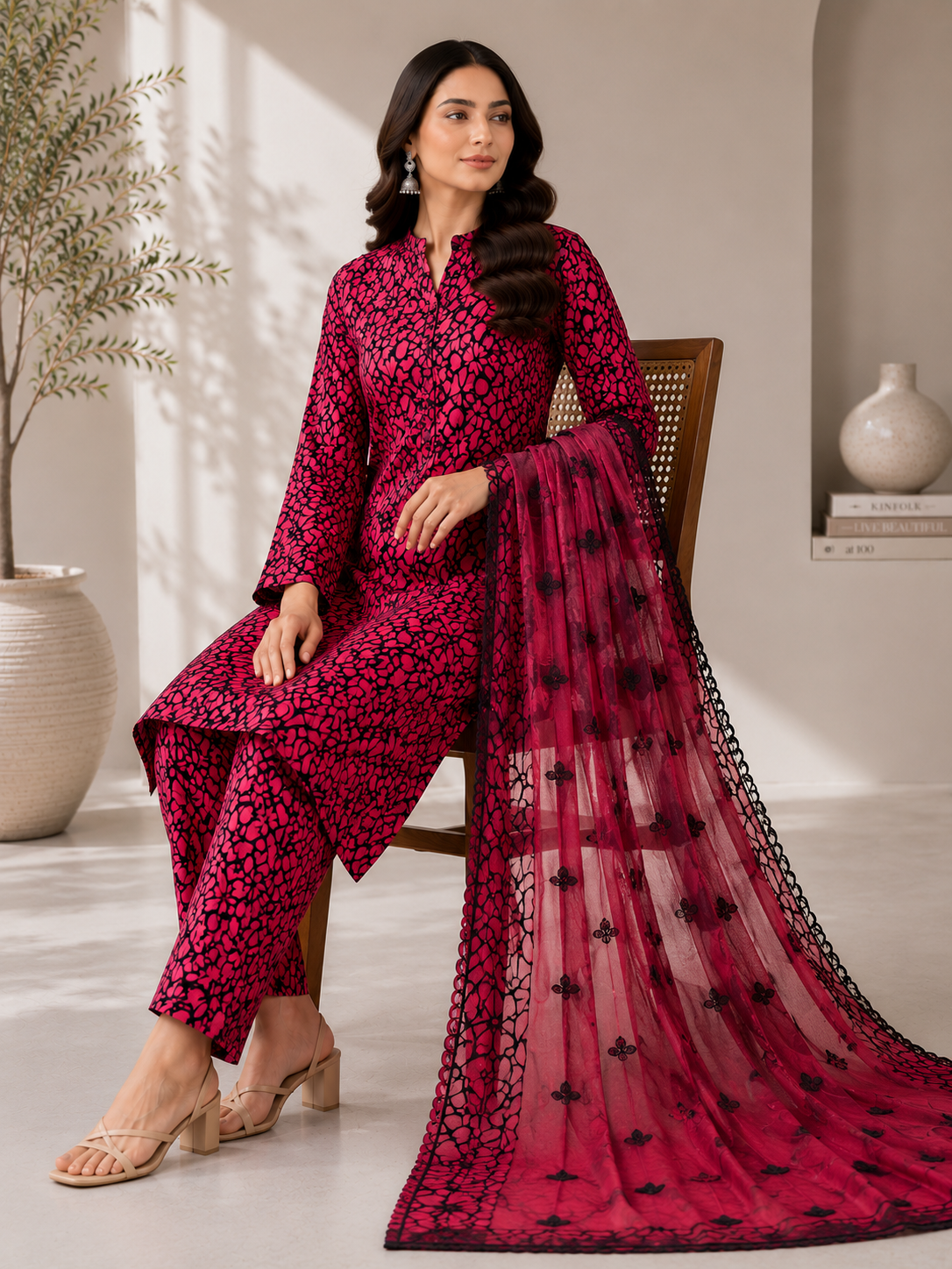 3 Piece Unstitched Lawn Suit / Bamber Dupatta