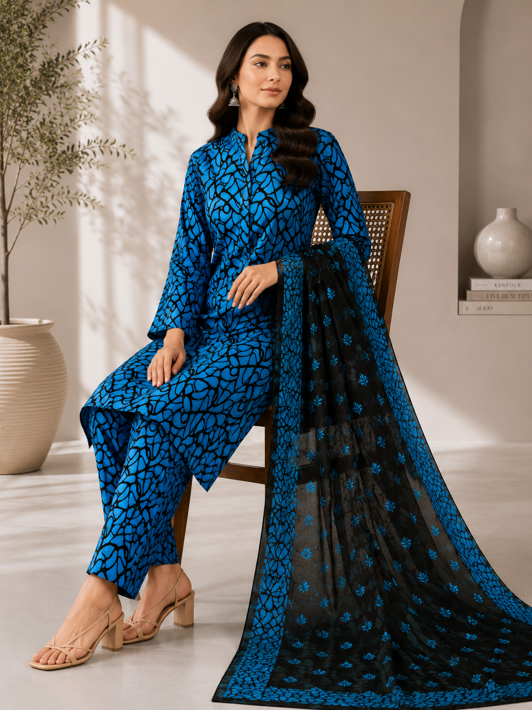 3 Piece Unstitched Lawn Suit / Bamber Dupatta
