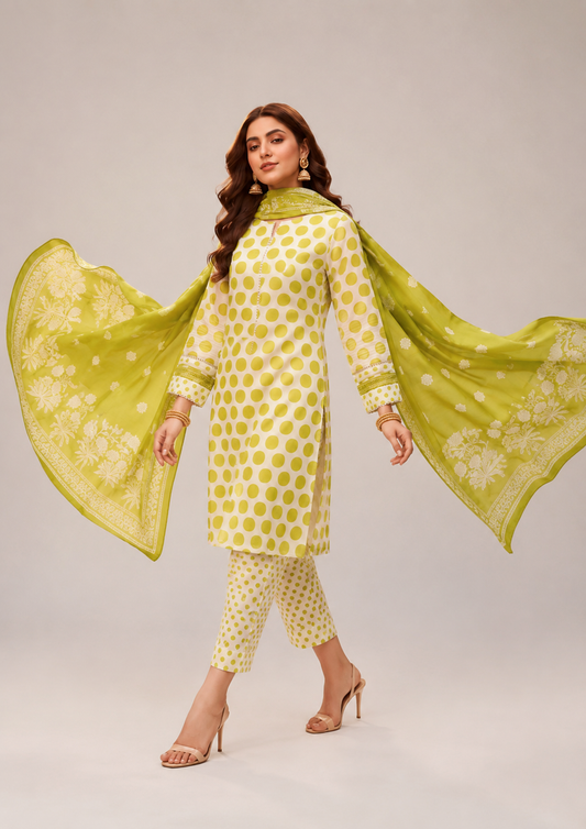 3 Piece-Lawn Suit With Bamber Dupatta
