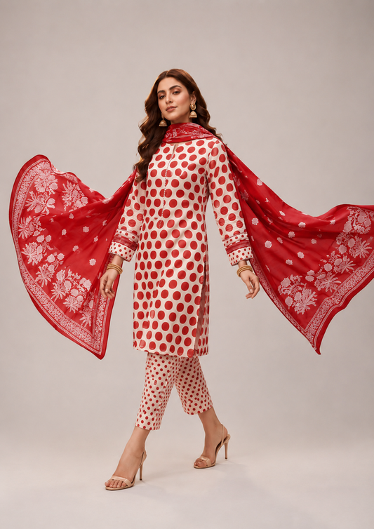 3 Piece-Lawn Suit With Bamber Dupatta