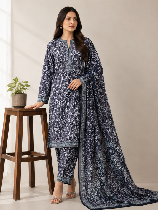 3 Piece - Printed Lawn Suit With Lawn Dupatta