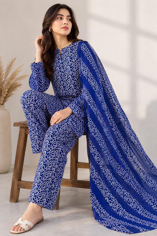 3 Piece Unstitched Lawn Suit