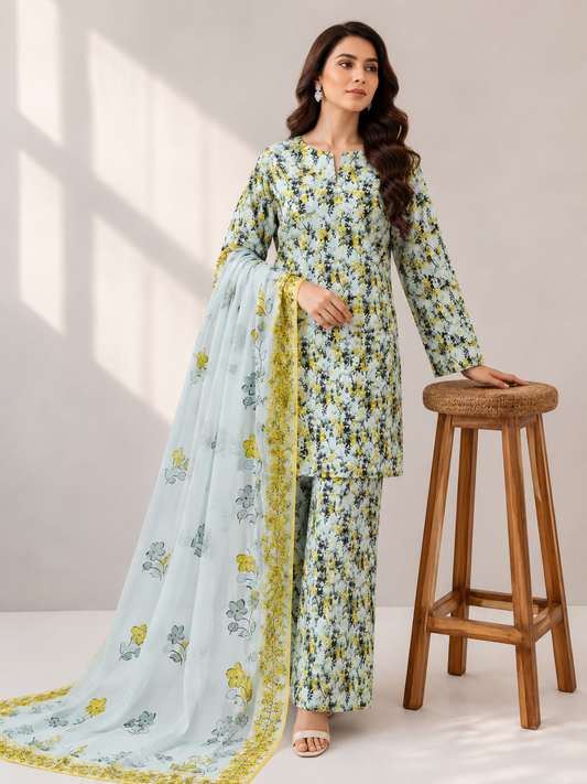 3 Piece Unstitched Lawn Suit