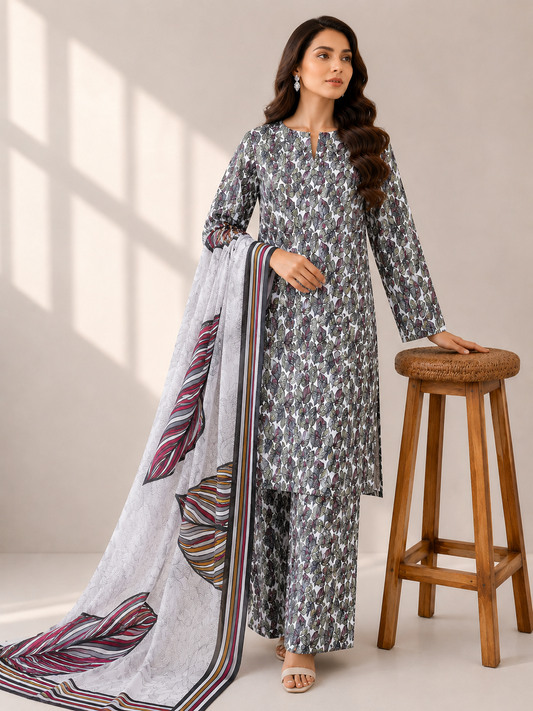 3 Piece Unstitched Lawn Suit