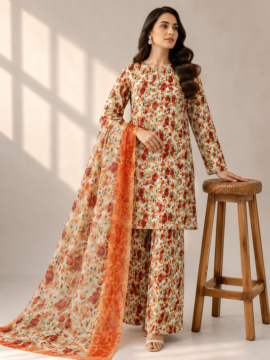 3 Piece Unstitched Lawn Suit