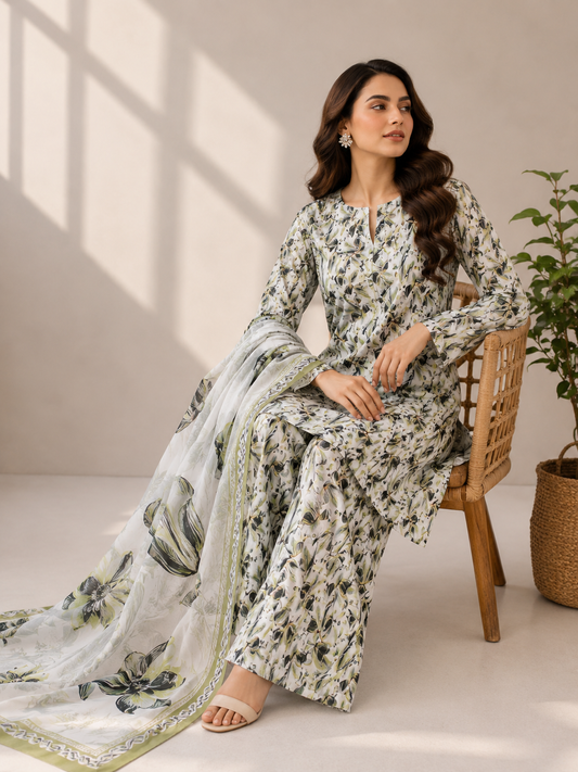 3 Piece Unstitched Lawn Suit
