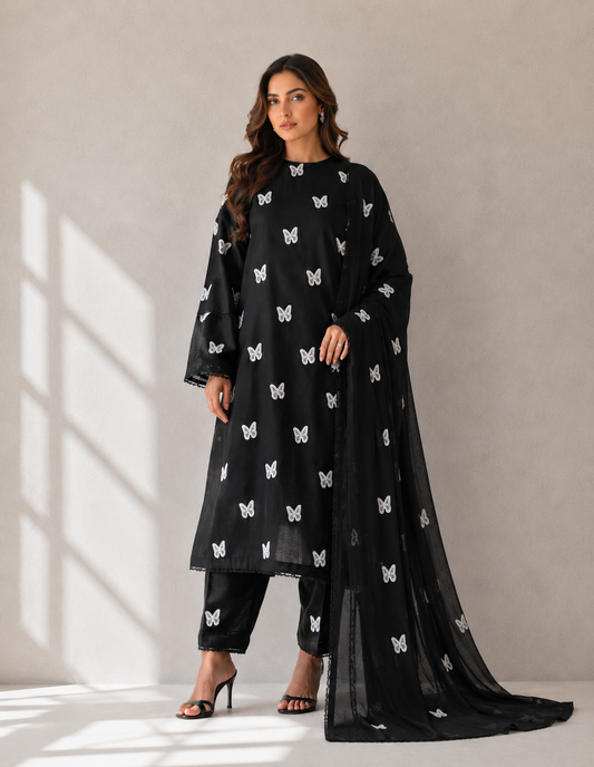 3 Piece - Embroidered Lawn Suit With Emb Bamber Dupatta