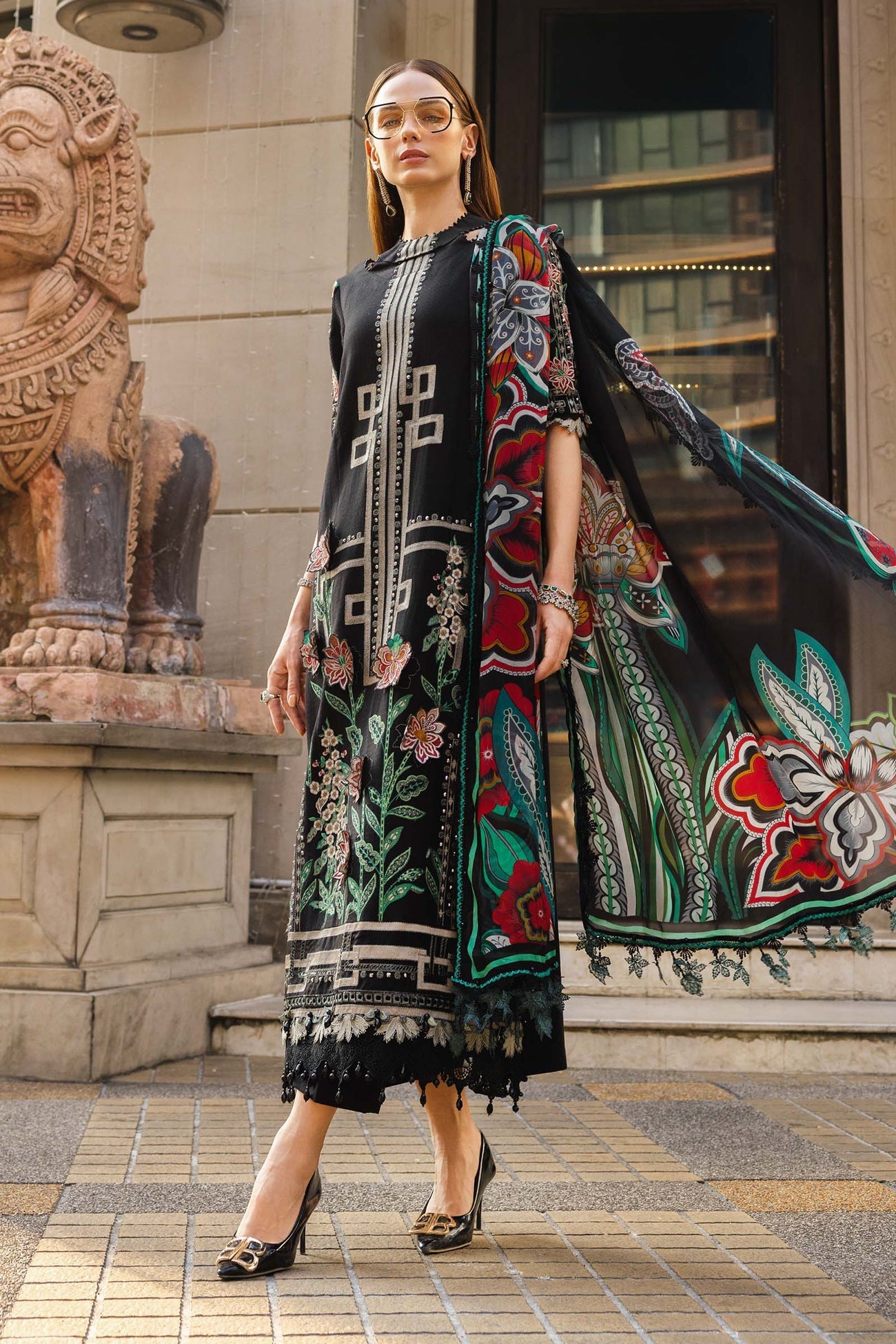 3 Piece Unstitched Embroidered Lawn Suit