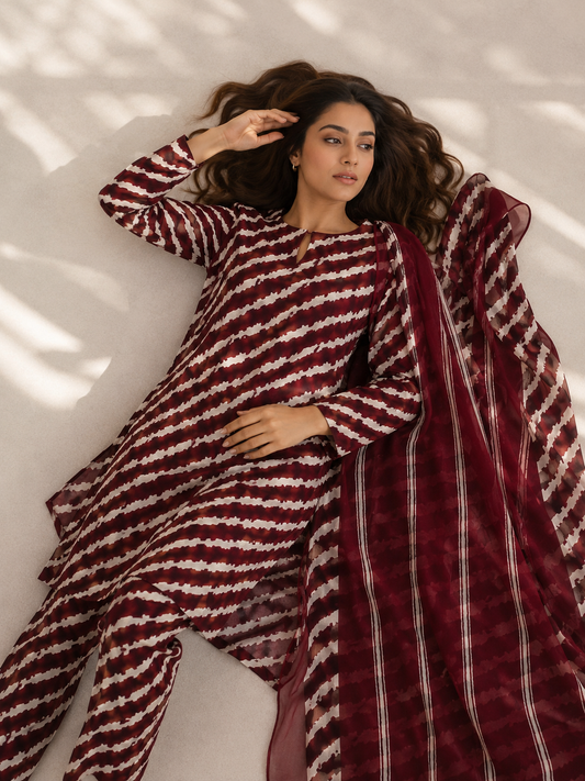 3 Piece Unstitched Lawn Suit / Bamber Dupatta