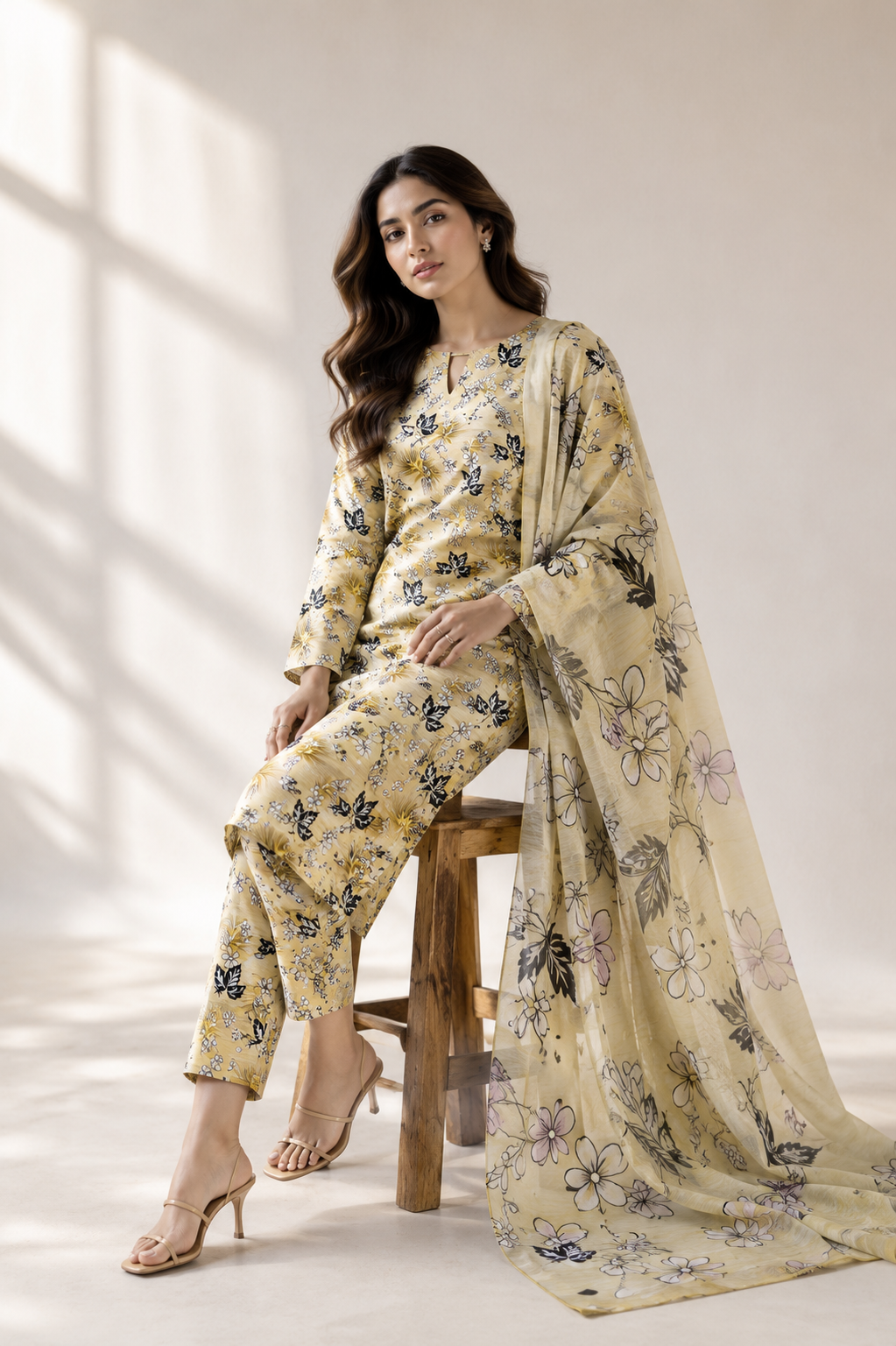 3 Piece Unstitched Lawn Suit / Bamber Dupatta