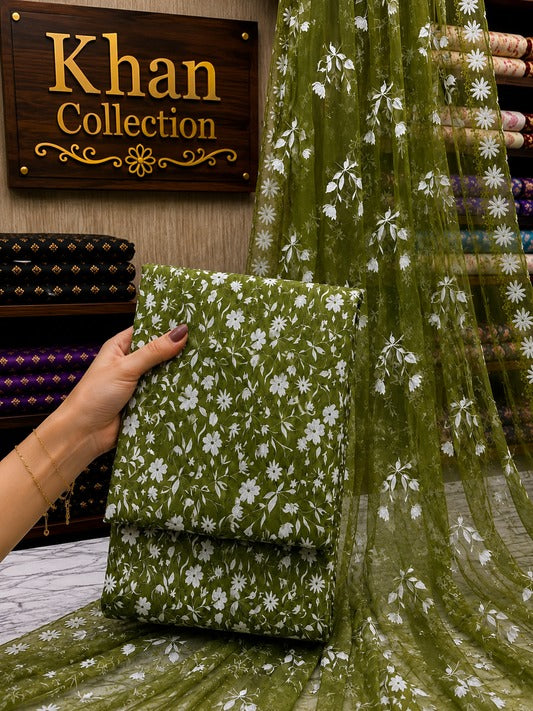 Digital Printed Linen 3Pc With Bamber Chiffon Dupata