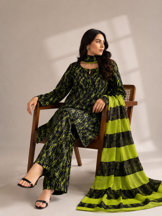 3 Piece Unstitched Lawn Suit / Bamber Dupatta