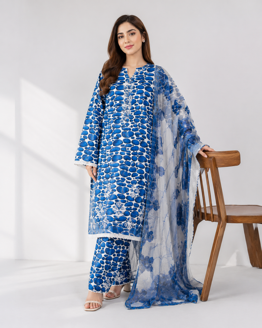 3 Piece Unstitched Lawn Suit / Bamber Dupatta