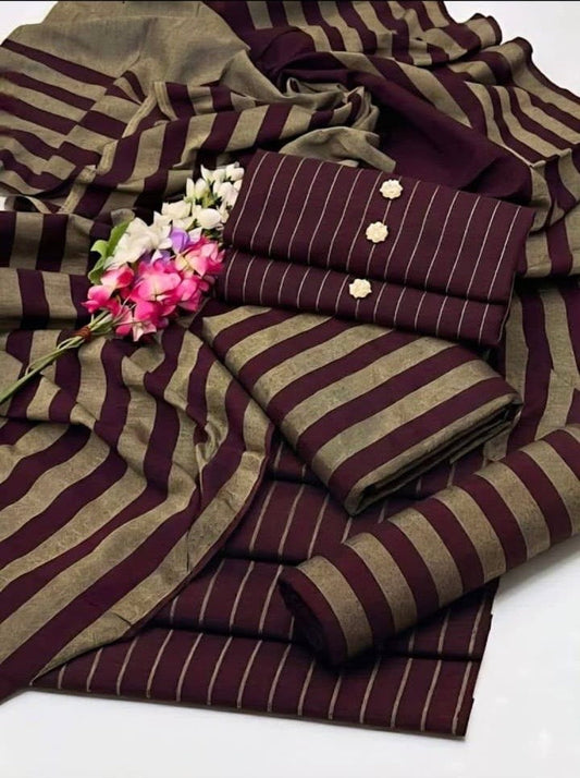 KHAADI SUSI MARINA 3-PC WINTER UNSTITCHED D-206 Mahroon