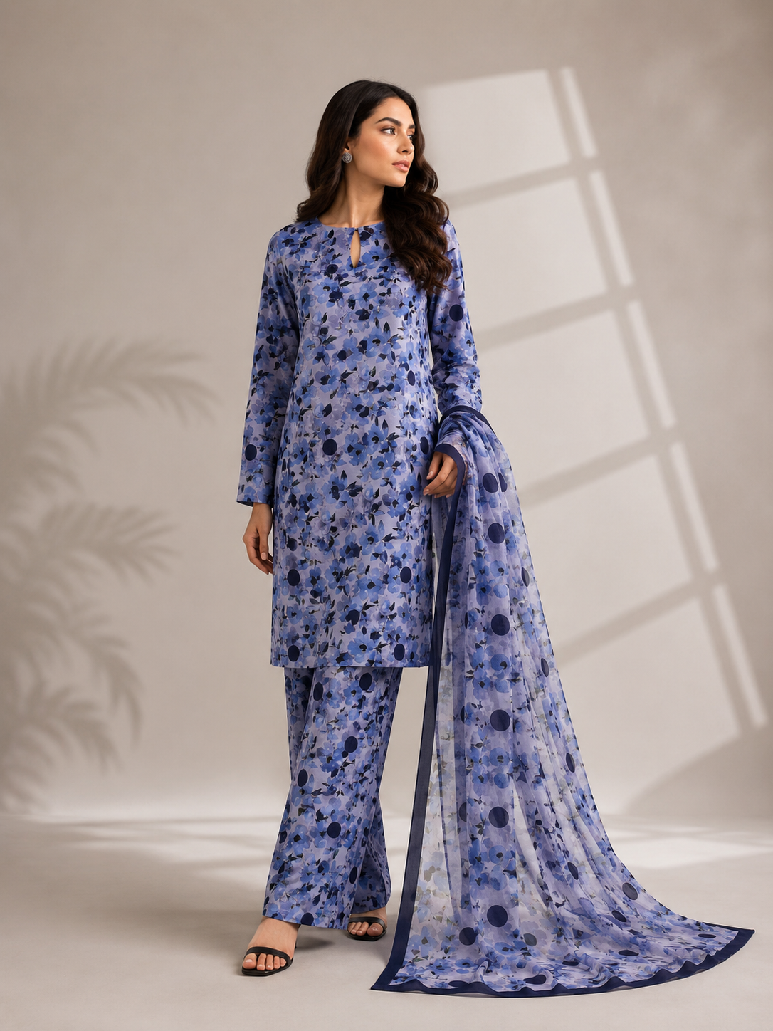 3 Piece Unstitched Lawn Suit / Bamber Dupatta