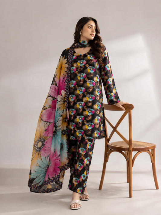 3 Piece Unstitched Lawn Suit / Bamber Dupatta