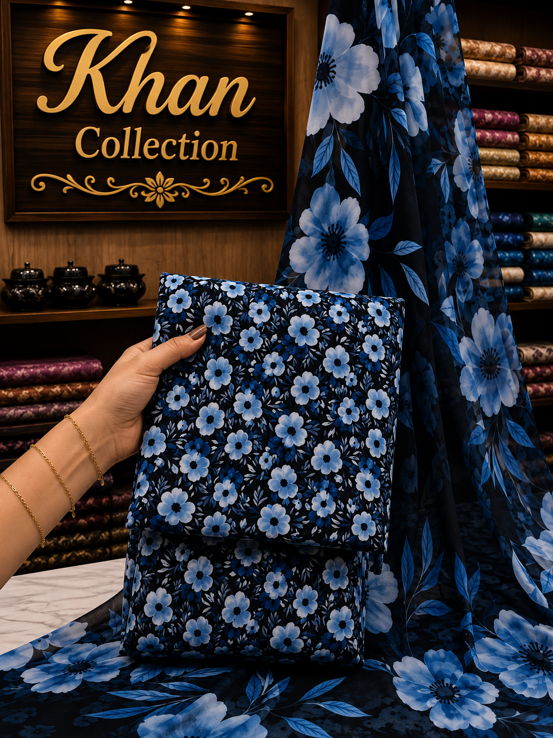 3 Piece-Lawn Suit With Bamber Dupatta