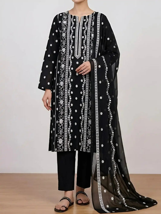 3PC PURE LAWN HEAVY. EMBROIDERED